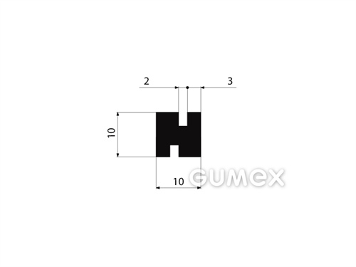 Gumový profil tvaru "H", 10x10/2/2mm, 45°ShA, NBR, -40°C/+70°C, čierny